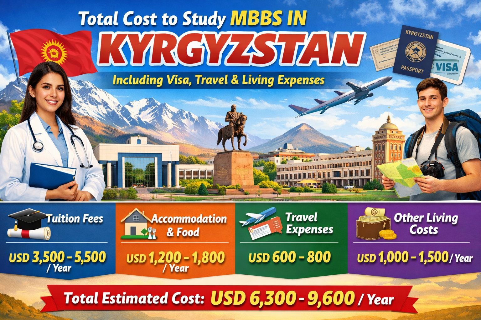 Total Cost to Study MBBS in Kyrgyzstan Including Visa, Travel & Living Expenses